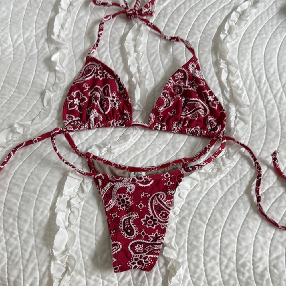 Bikini Block Red Paisley Bikini Set